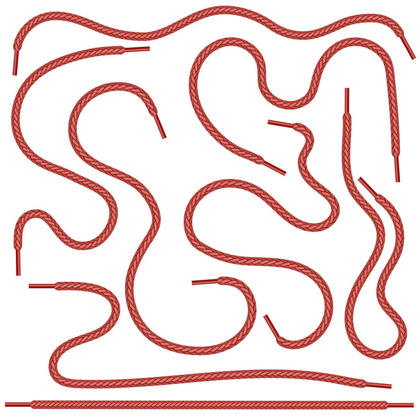 Icono de cordón de zapato rojo aislado sobre fondo blanco - Vector, Imagen