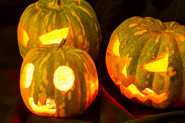 Halloween pumpkins in the dark - 写真・画像