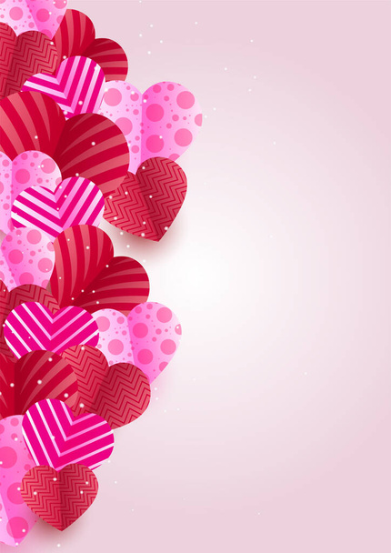 Стильное сердце красное розовое золото Бумага стиль Love Card дизайн фона. Дизайн для особых дней, женского дня, дня рождения, дня матери, дня отца, Рождества и свадьбы. - Вектор,изображение