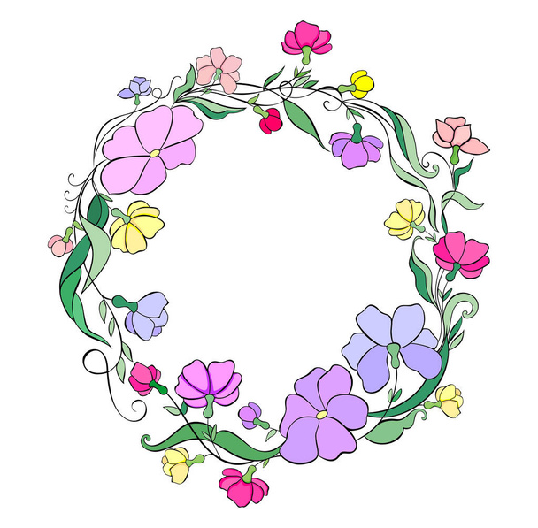 Floral wreath, frame for postcards, invitations, cards. Vector illustration - Vecteur, image