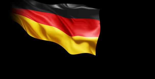 flaga niemieckich machających na wietrze. Ilustracja 3D. - Zdjęcie, obraz