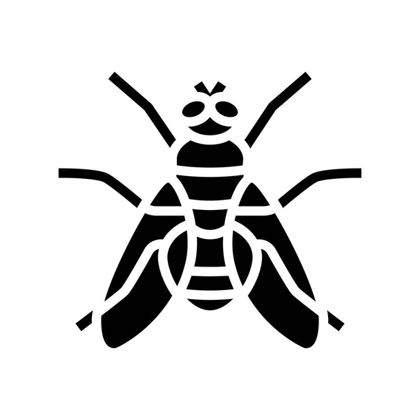 vliegen insect glyph pictogram vector illustratie - Vector, afbeelding