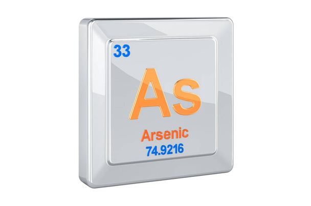 Arsénico como signo de elemento químico. Representación 3D aislada sobre fondo blanco
 - Foto, Imagen