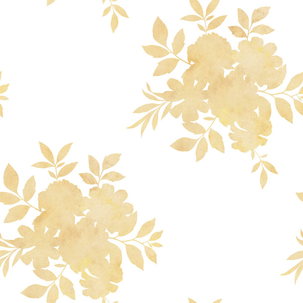Seamless floral pattern. Ornament of delicate bouquets of flowers. Watercolor illustration of flowers for design, textiles, wallpapers. ready-made seamless background. - Foto, imagen