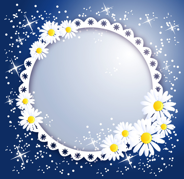 Floral background with stars and a place for text or photo - Vettoriali, immagini