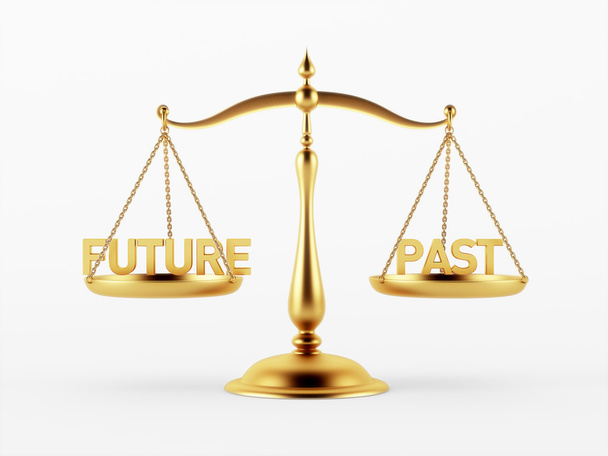 Future and Past Justice Scale Concept - Foto, Imagem