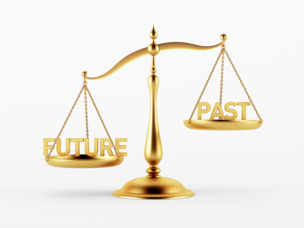 Future and Past Justice Scale Concept - Foto, Imagem
