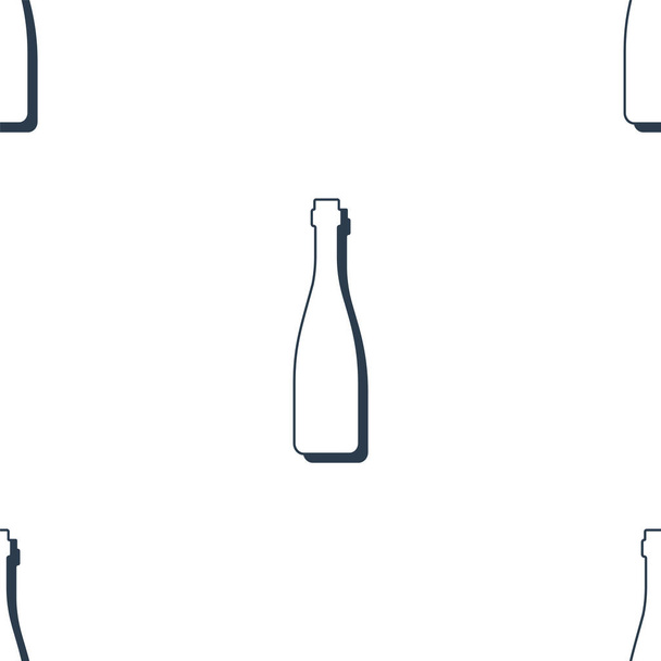 Wine bottles seamless pattern. Line art style. Outline image. Black and white repeat template. Party drinks concept. Illustration on white background. Flat design style for any purposes - Vettoriali, immagini