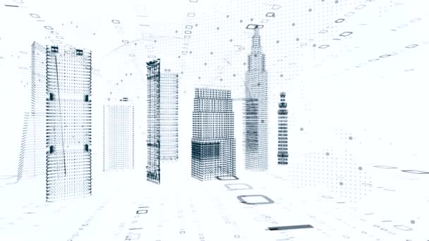 Okos város pont csatlakozni vonal, kapcsolat technológia metaverse koncepció. intelligens városi és vezeték nélküli kommunikációs hálózat, IoT (Internet of Things). 3D illusztráció. - Felvétel, videó