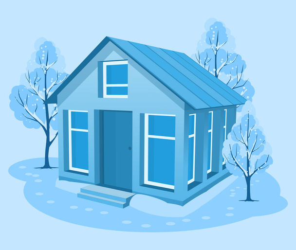 3D cottage surrounded by trees - Vector, Image