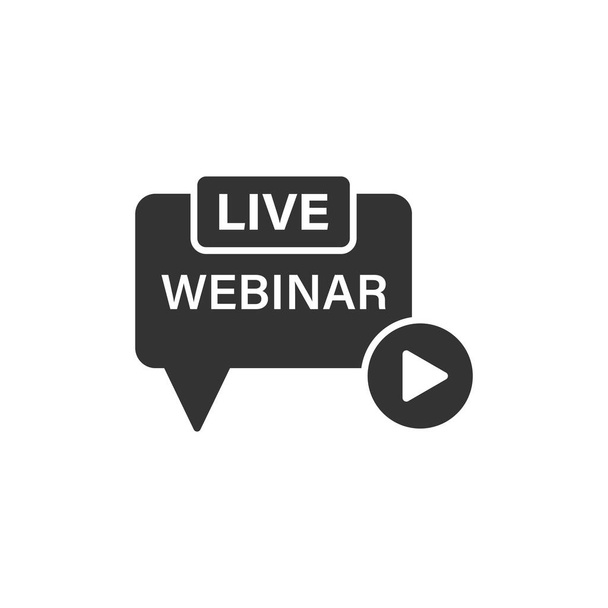 Live webinar icon in flat style. Online training vector illustration on isolated background. Conference stream sign business concept. - Vector, Image