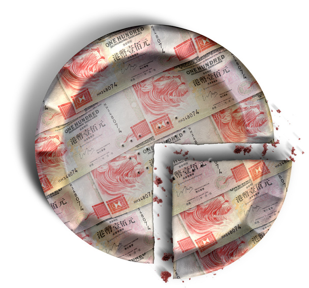 Hongkongi dollár pénzt torta szelet - Fotó, kép