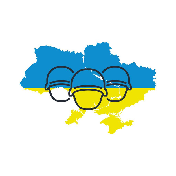 Soldaten auf der Landkarte der Ukraine. Vektor-Illustration isoliert auf weißem Hintergrund - Vektor, Bild