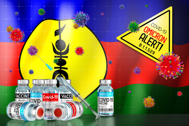 Covid-19 Omicron B.1.1.529 variant alert, vaccination programme in New Caledonia - 3D illustration - Photo, Image