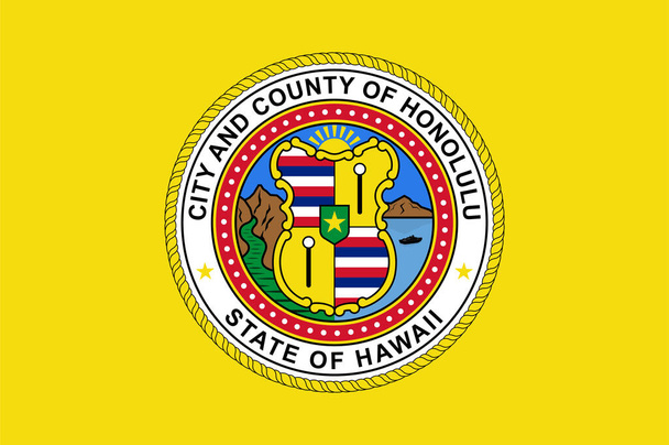 Drapeau d'Honolulu est la capitale et la plus grande ville de l'État américain d'Hawaï. Illustration vectorielle - Vecteur, image