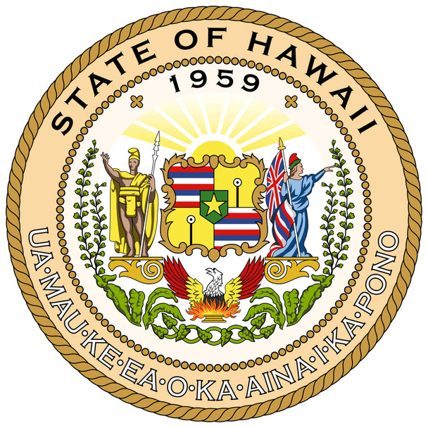 Havaijin vaakuna on osavaltio läntisessä Yhdysvalloissa. Vektoriesimerkki - Vektori, kuva