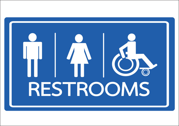 Toilettensymbol männlich weiblich und Rollstuhl behindert Symbol - Vektor, Bild