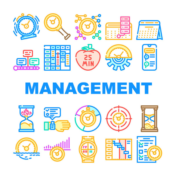 Time Management And Planning Icons Set Vector - Vector, Image