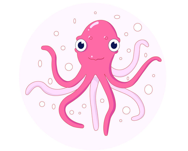 octopus illustration isolated on white background, - 写真・画像