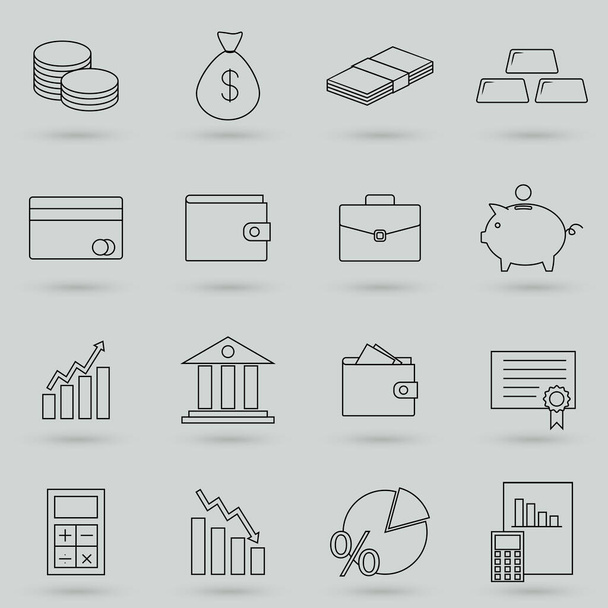 Simple Set of Money Related Vector Line Icons. Contains such Icons as Wallet, ATM, Bundle of Money, Coin and more. - Διάνυσμα, εικόνα