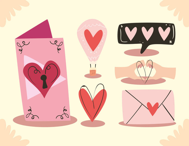 pink love doodles - Vector, Image