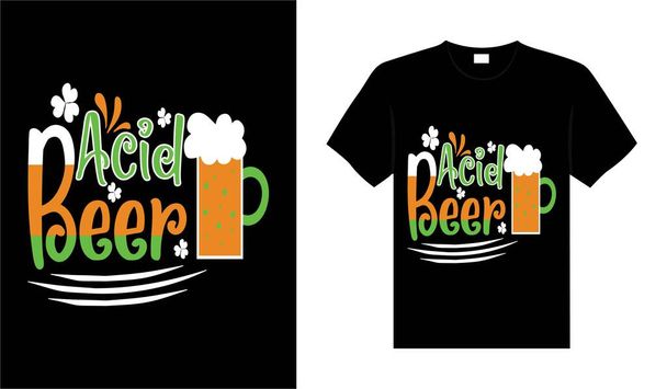 Кислотне пиво День Святого Патрика барвисте оформлення футболки. - Вектор, зображення