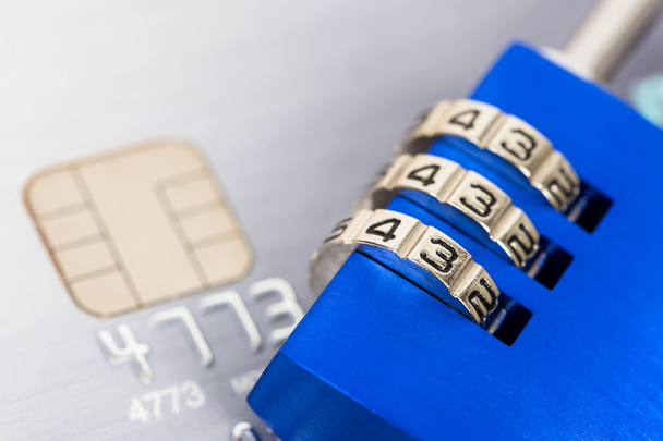 Combination padlock on credit card - Photo, Image