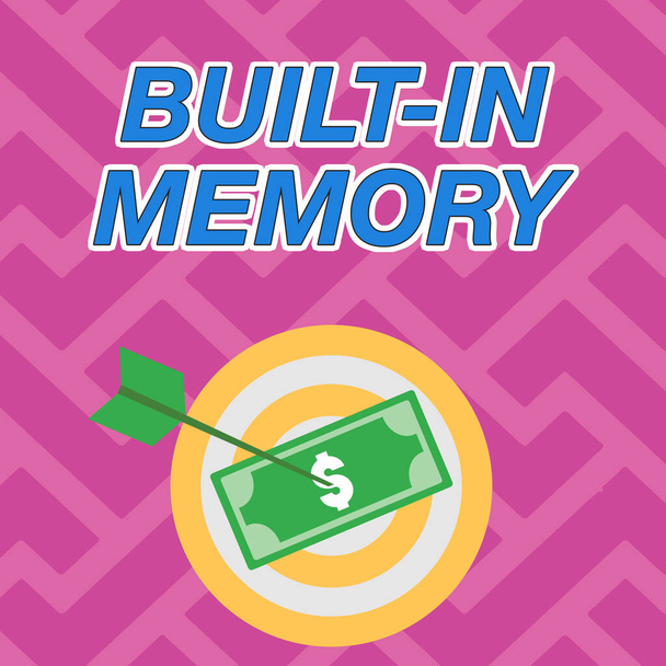 Podpis konceptualny Built In Memory. Internet Concept urządzenie lub funkcja są zawarte w czymś w jego części Waluta przypięte przez cel przez strzałkę opisujące planowanie finansowe. - Zdjęcie, obraz