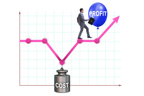 Grafiek met winst en kosten en zakenman - Foto, afbeelding