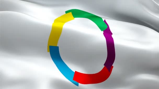 OIF-logo. Nationaal 3d La Francophonie logo zwaaiend. Teken van OIF naadloze animatie. La Francophonie vlag HD Achtergrond - New York, 4 juli 2021 - Video