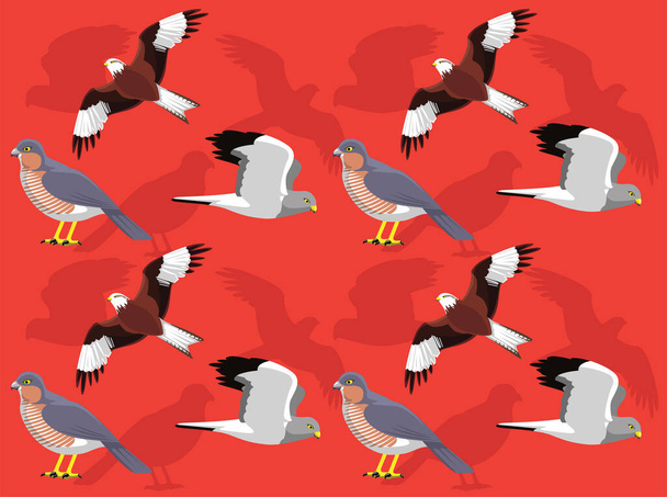 UK Bird of Prey Cartoon Seamless Wallpaper Background - Vector, Imagen