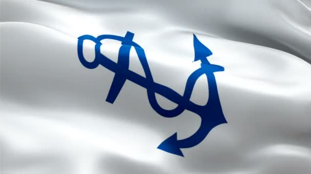 Das Logo des US Yacht Club. Das Logo des Kapitäns der 3d Flotte weht. Zeichen der nahtlosen Animation des US Yacht Club. Flottenflagge HD Hintergrund - New York, 4. Juli 2021 - Filmmaterial, Video
