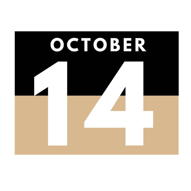 14 октября. Иконка плоского ежедневного календаря .дата, день, месяц .календарь на октябрь - Фото, изображение