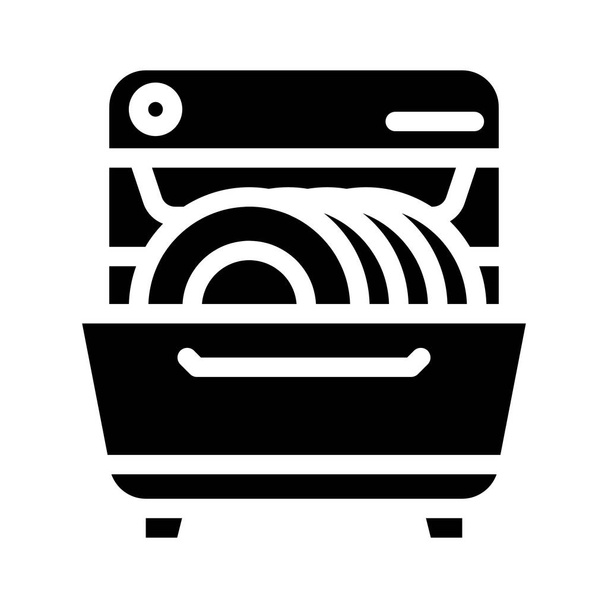 myčka nádobí pro mytí talířů a sklenic Vektorová ilustrace ikony - Vektor, obrázek