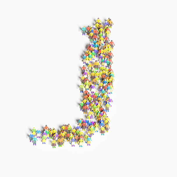 Gráfico de personas alineadas en forma de "j" (ilustración 3D) - Foto, Imagen