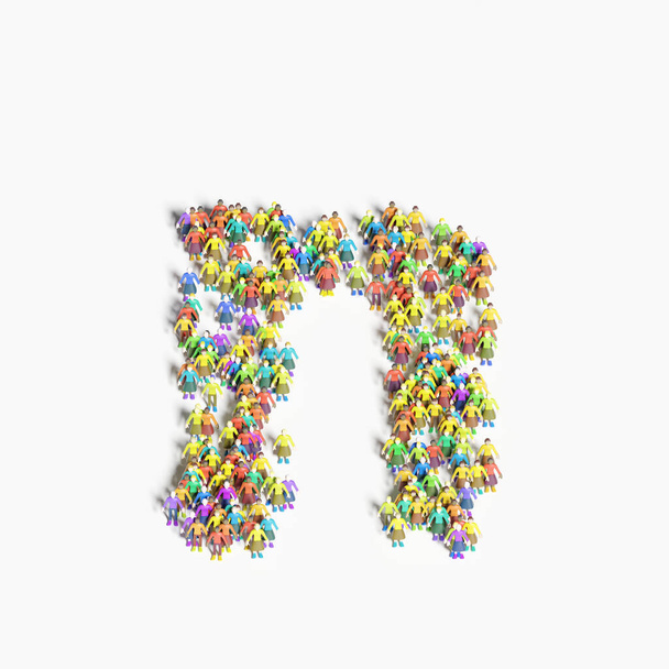 Gráfico de personas alineadas en forma de "N" (ilustración 3D) - Foto, imagen