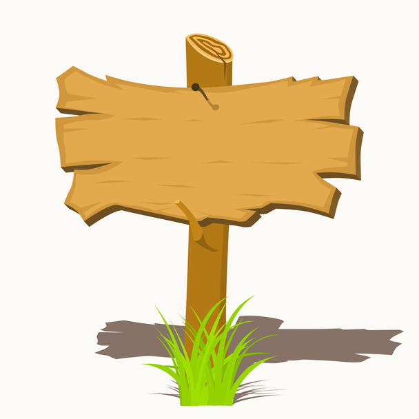 Wooden sign boards on a grass. Vector illustration. - Vector, Imagen