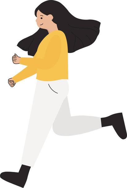 Flat Illustration Of Young Woman Running Alone - ベクター画像