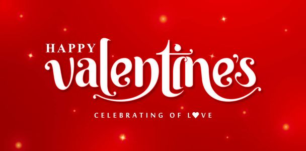 happy valentines day lettering font, ilustração de comemoração do amor efeito de texto gradiente fundo vermelho, aplicável para banner site, cartaz corporativo, cartaz sinal, modelo de mídia social, - Vetor, Imagem