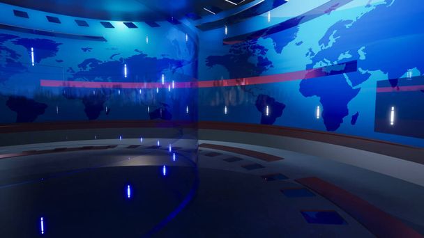 Wirtualne tło 3D News Studio. 3d renderowanie - Zdjęcie, obraz