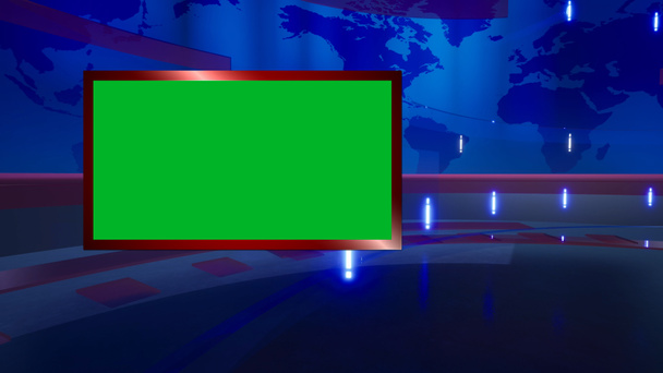 3D Virtual News Studio Green Screen tausta. 3d renderöinti - Valokuva, kuva