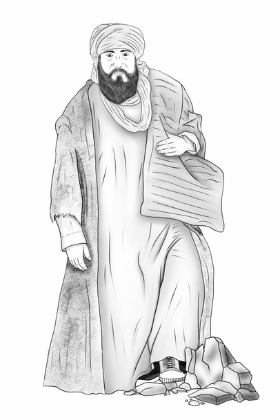 Derviš. Náboženský muž s turbanem a vousy. Muslim a Sufi. Mysticismus. Muslim, který se vydal za islámem. - Fotografie, Obrázek