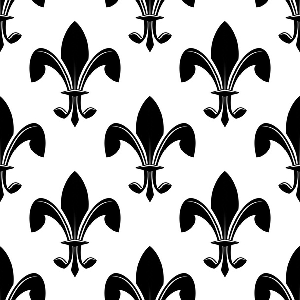 Black and white seamles fleur de lys pattern - Vector, Image