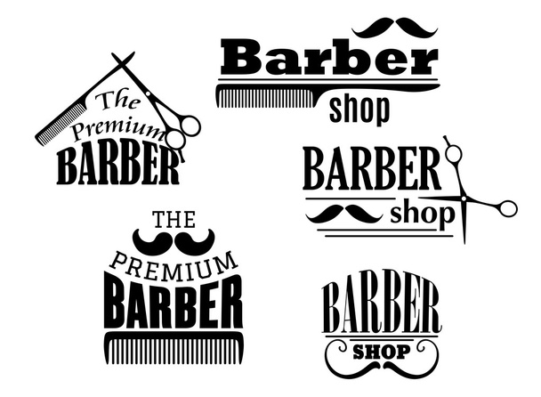 černé retro barber shop ikony - Vektor, obrázek