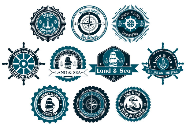 サークル海洋紋章ラベル  - ベクター画像