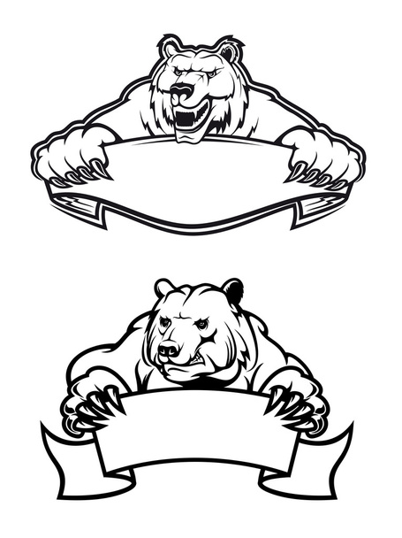 Angry bears mascots with banners  - Vector, Image