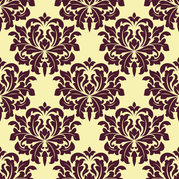 Floral seamless pattern with yellow flowers on brown - Vector, Image