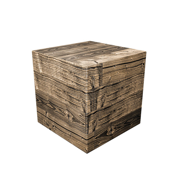 cubo di legno isolato su sfondo bianco illustrazione 3d - Foto, immagini