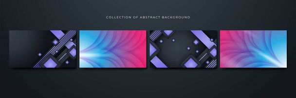 Collection of Hexagon and stripes blue purple Colorful abstract design background - Vector, imagen