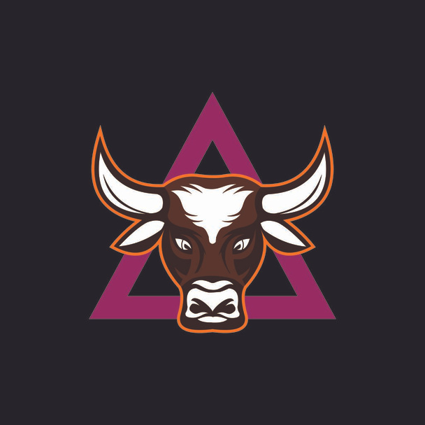 great bull with big horn logo, silhouette of smart big bull vector illustration - Vektör, Görsel